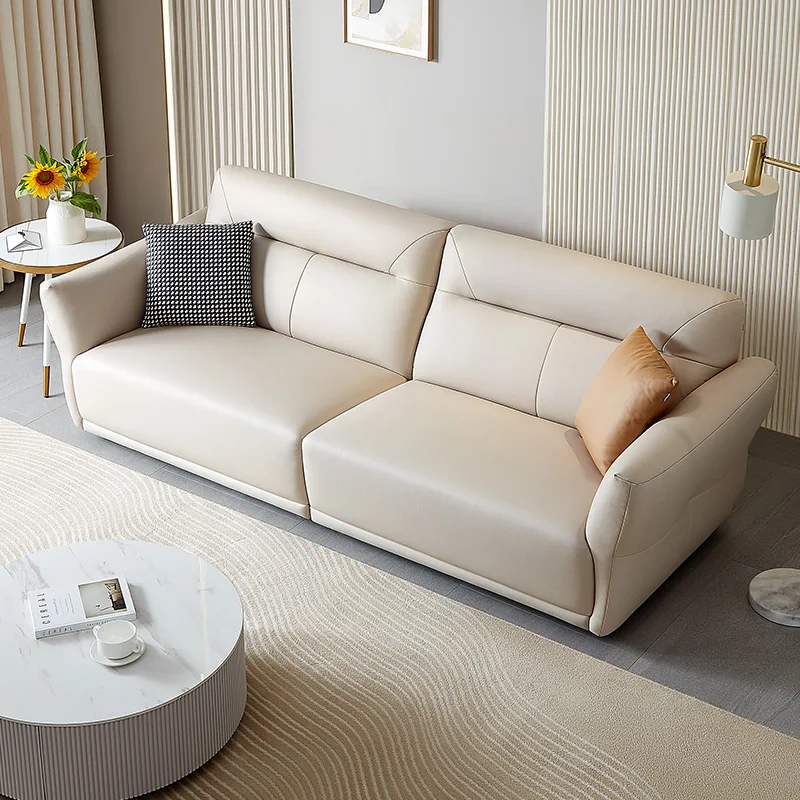 111008 quanu italian style 4 seater Leathaire fabric modern style room white sofa