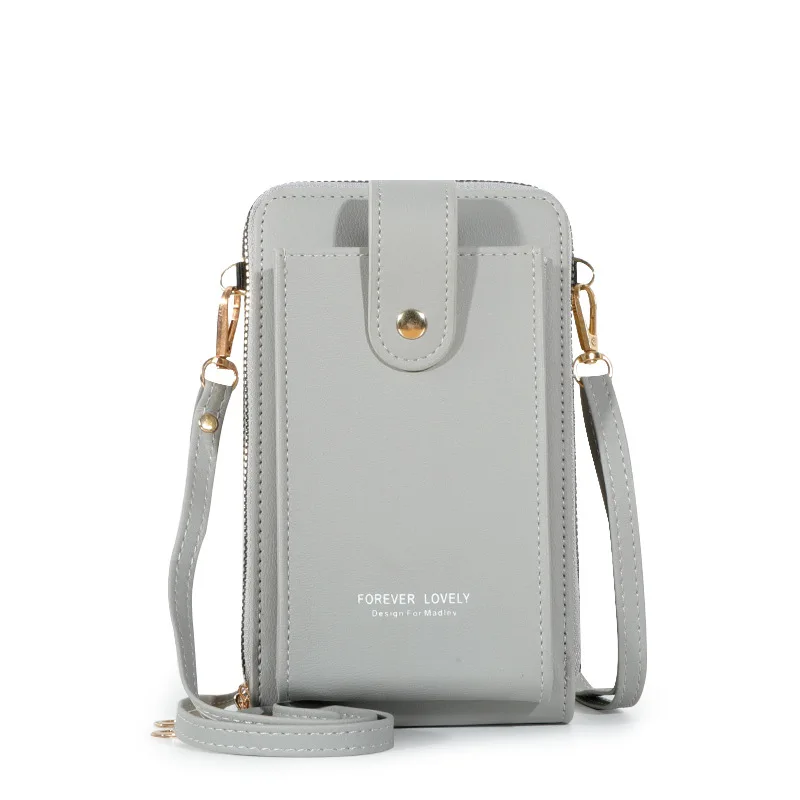 Ladies Korean Fashion Multi-Function Shoulder Wallet New Wholesale Solid Color Diagonal Mobile Phone Bag Single Strap Touch