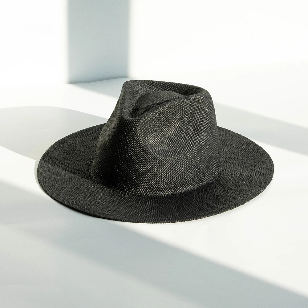 2025 Shinehats OEM Black Chapeau Femme Homme Panama Summer Hat Custom Logo Black Sombrero Women Sun Beach Design Straw Hats