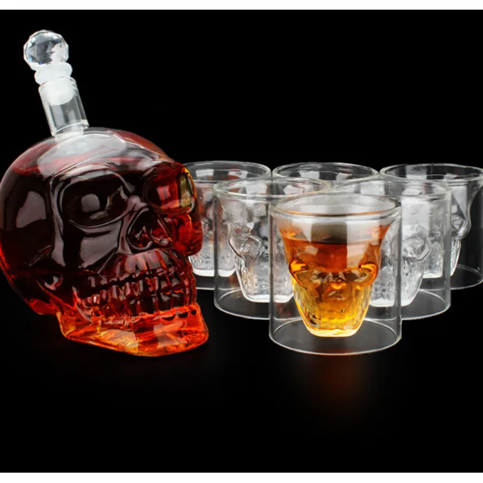 
New Design 1000ml Skeleton Head Skull Glass Bottle For Wine 