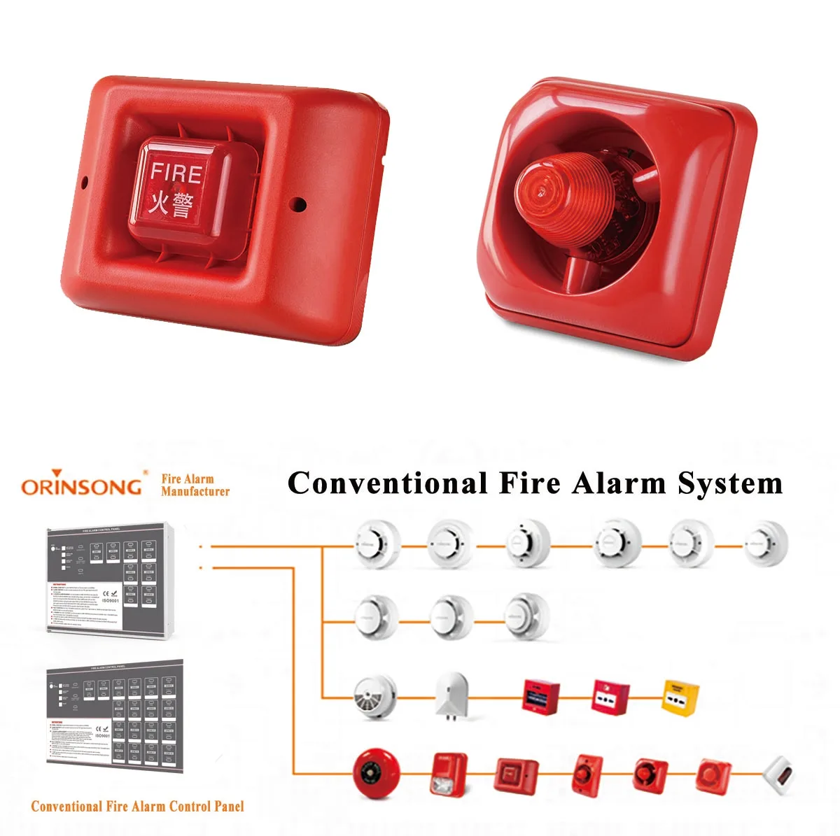 DC 24V High Sound Volume Conventional Fire Alarm Sounder For Non-Addressable Fire Alarm System Emergency Evacuation