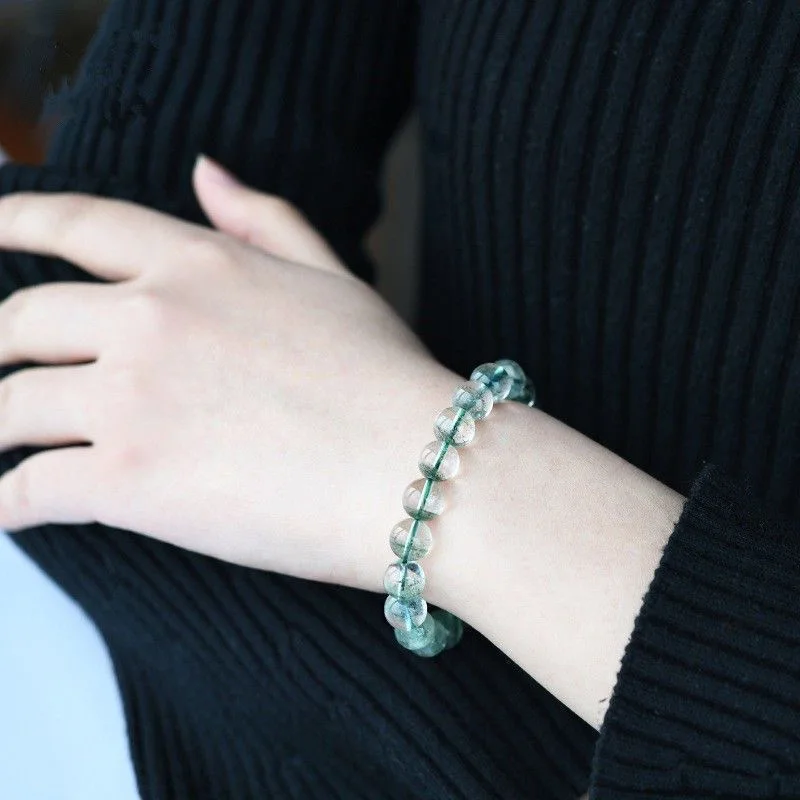 Natural Garden Quartz Bracelet Green Phantom Quartz Crystal Spiritual Crystal Bracelet for Souvenir Gift