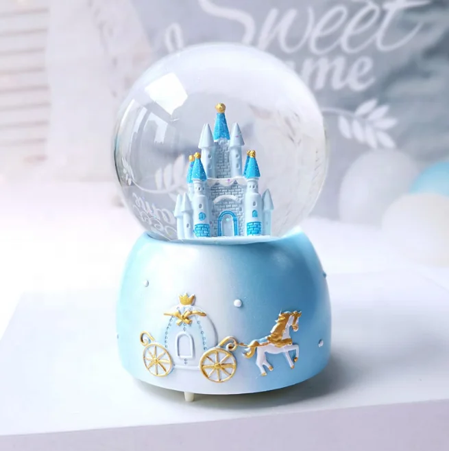Polyresin Castle Snow Globe Custom Music Castle Snow Globe for Gifts