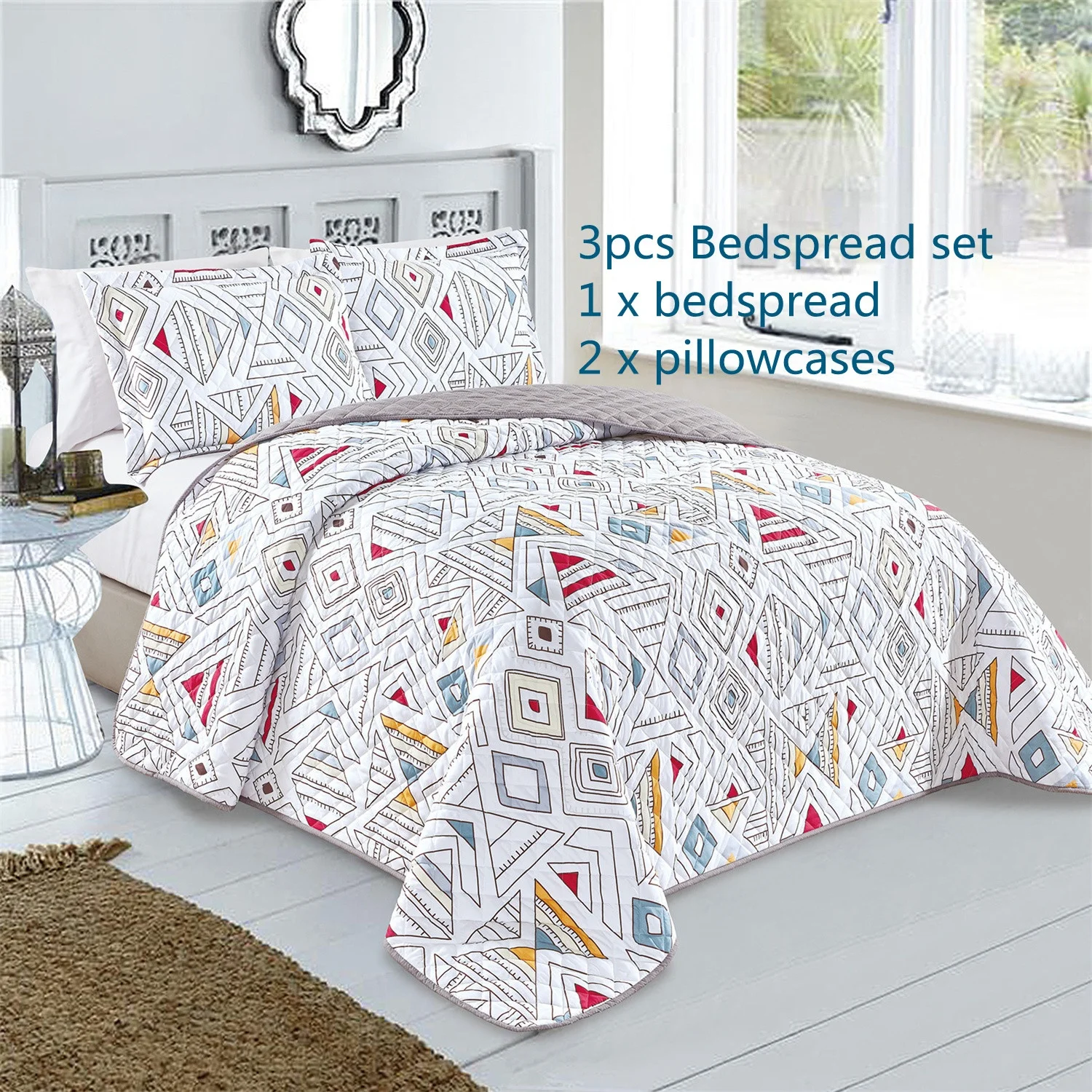 King Quilt Set Bedspread Coverlet lightweight embroidery bedspread and pillowcases