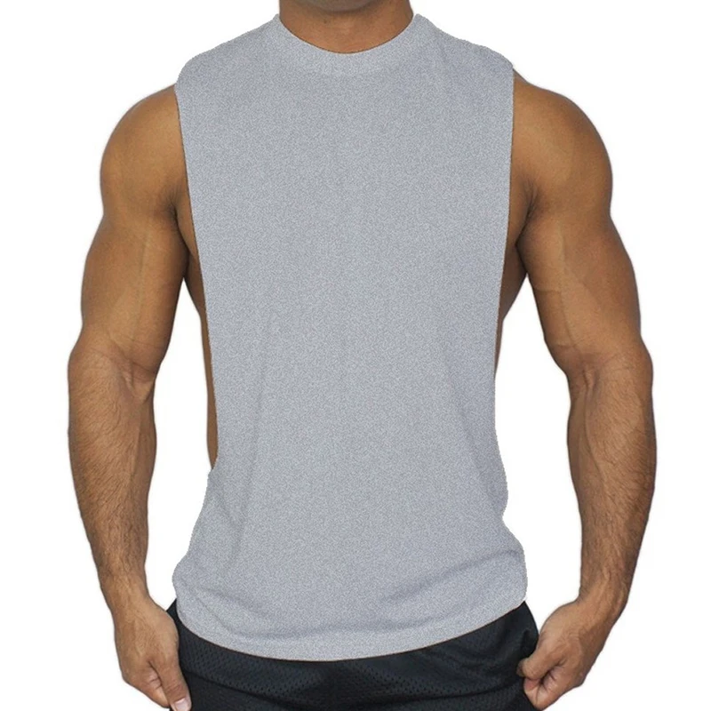 Футболка мужская без рукавов, низкий вырез, хлопковая майка для бодибилдинга, майка для воркаута, фитнеса, черный цвет, большие размеры
