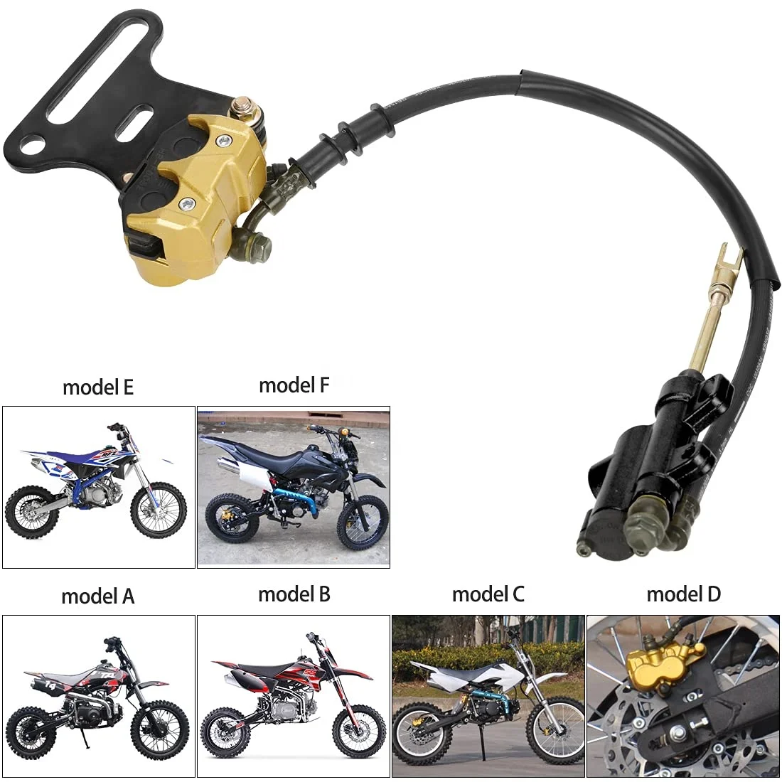 HIAORS Rear Foot Disc Hydraulic Brake Master Cylinder Caliper kit for 70cc 90cc 110cc 125cc 140cc 150cc Chinese Pit Dirt Bike