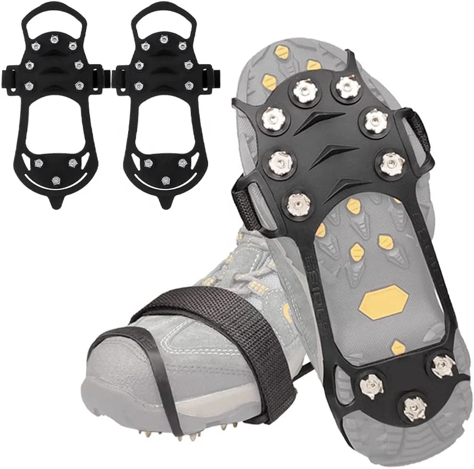 Нескользящие силиконовые насадки с 10 шипами из нержавеющей стали, зимние уличные насадки для рыбалки, ходьбы, льда, захваты для льда, снега