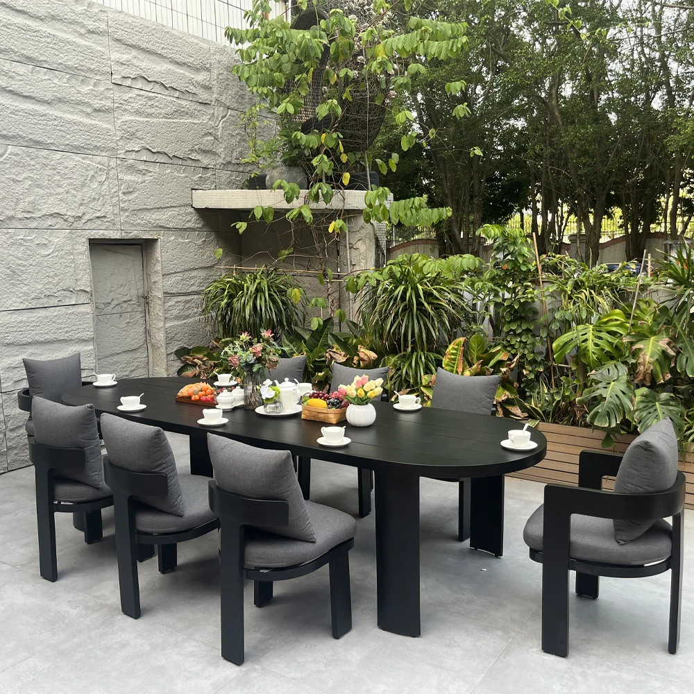 Decoout High End Outdoor Furniture Excellent Quality Dining Set Aluminum Dinning Table and Chair