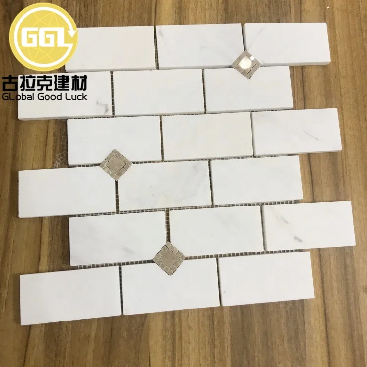 Nature Stone Mosaic Tile Brick Shape Wall Tiles in 2x4 ' White Tiles