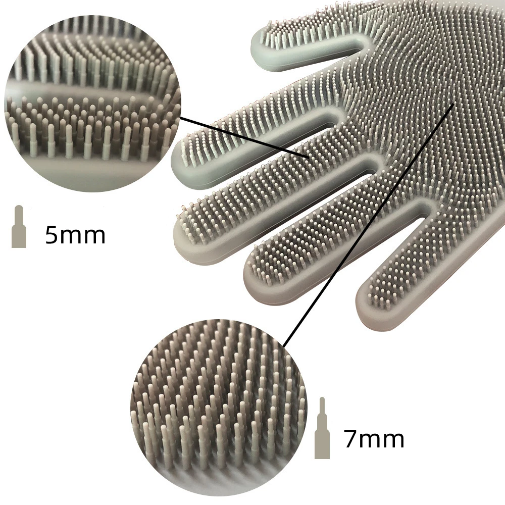 Food Grade Household Silicone Reusable Brush Gloves Rubber Scrubber Dish Washing Cleaning Dishwashing Gloves