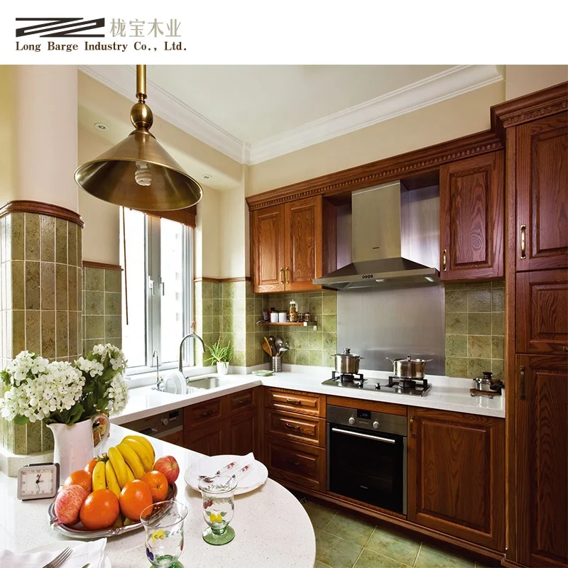 
Solid Wood American Galley Island Modular Kitchen 