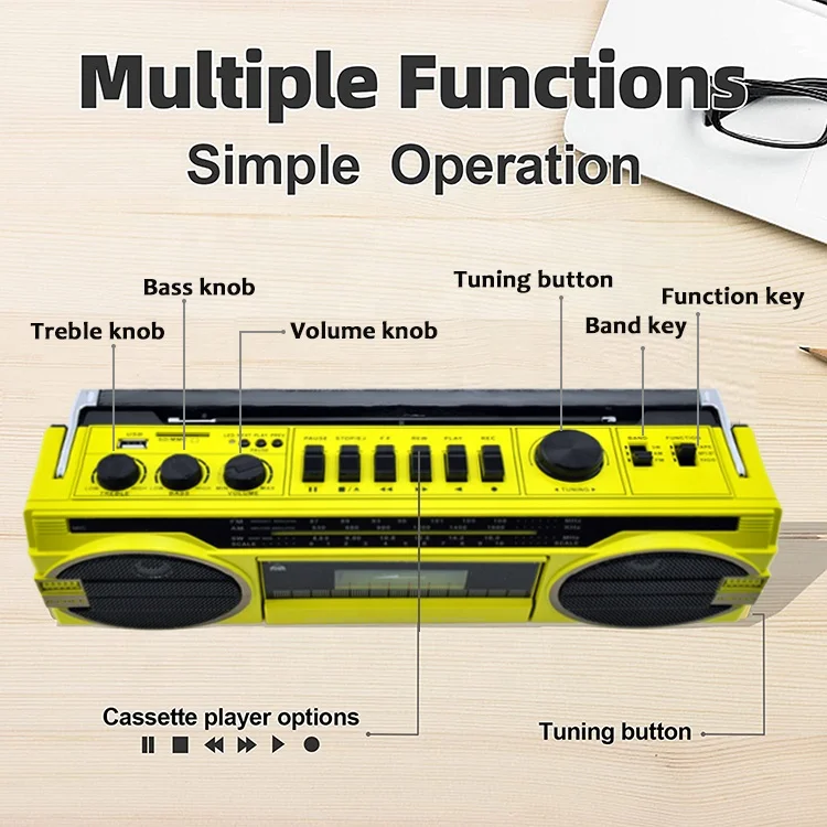 Vaa Antigua Silver Metal Acero Usb Audio Radio Grabadoras Y Reproductores De Casetes