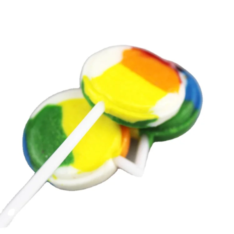 
 8 г Радужный круглый плоский леденец с прозрачной оберткой  