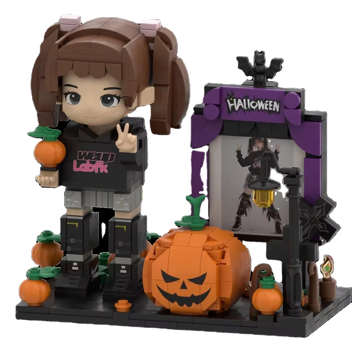 Jizai Custom Halloween Gift Brick Figures Pumpkin Custom  anime moc 3D manual  moc building bricks figure