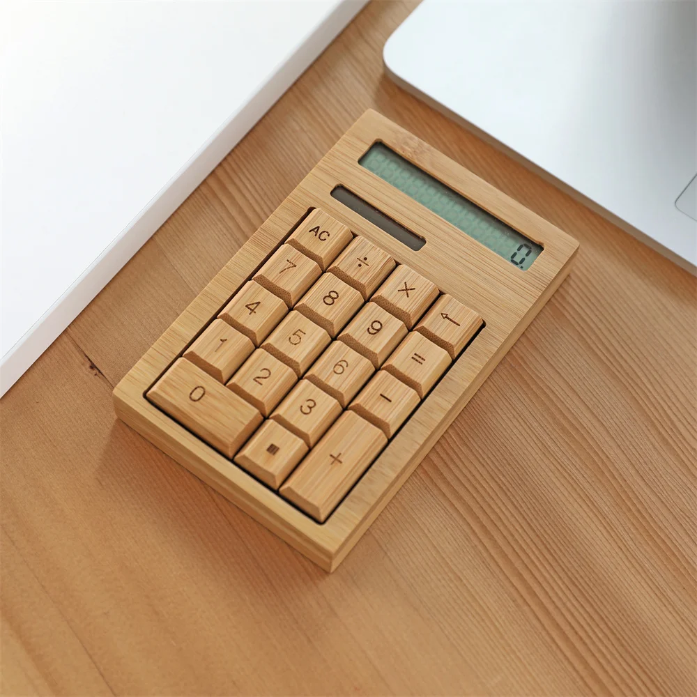 Wholesale good price 12 digital wooden solar powered bamboo scientific calculator