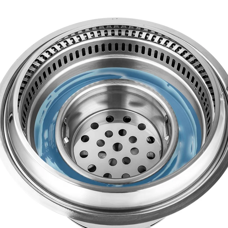 Korean Style Commercial Embedded Charcoal Grill Thickened Stainless Steel Round Grill Large Charcoal Basin For Rapid Heating