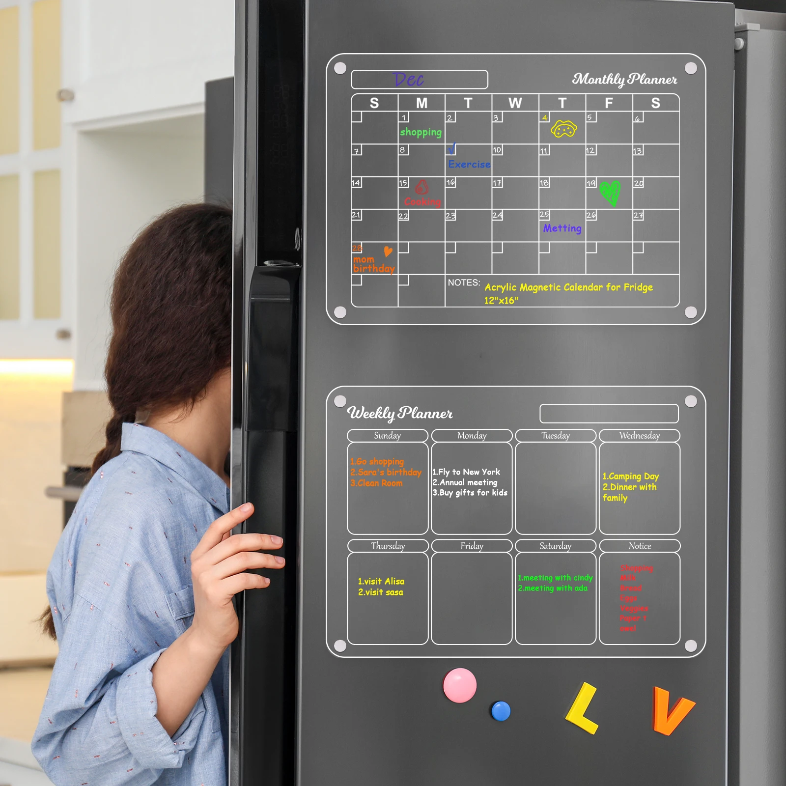 Magnetic acrylic calendar for fridge Acrylic calendar board for wall transparent acrylic magnetic calendar recording board