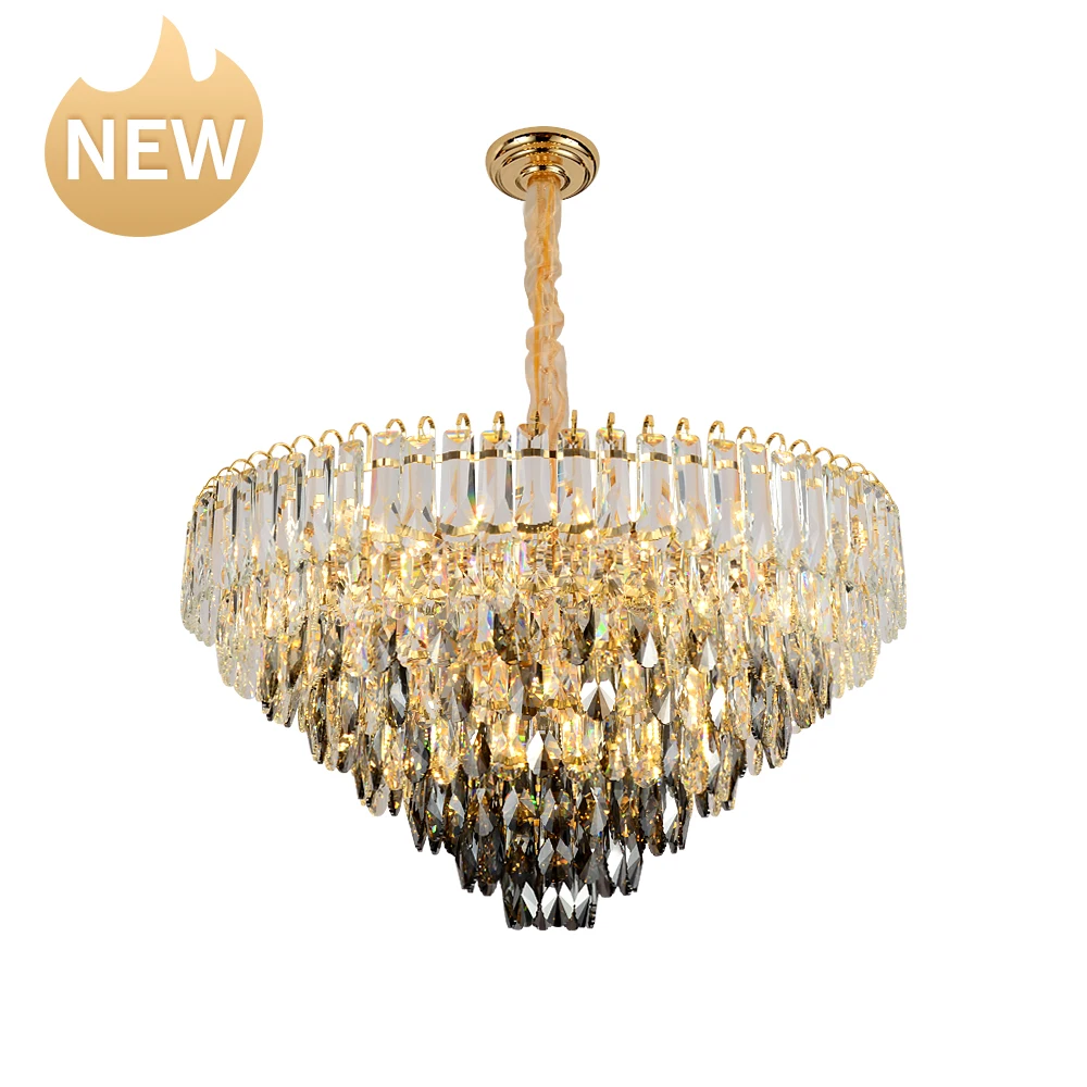 Wholesale hotel wedding decorate living room large gold big pendant ceiling home modern luxury crystal hanging light chandelier