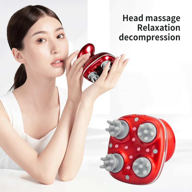 rechargeable electric smart red light vibrating octopus head cordless silicone hair scalp massager machine