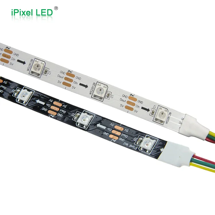 Цифровая светодиодная лента имеет 30 шт. SMD 5050 RGB встроенных микросхем каждый из которых разрезаемый светодиодный