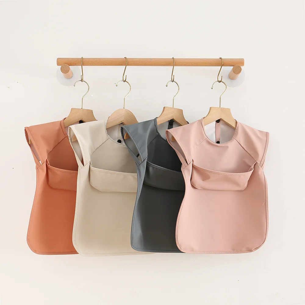 OEM polyurethane (PU) Waterproof baby bib apron with pocket  kids  Apron Great Travel Bib for Baby Great Travel Bib for Baby Eat