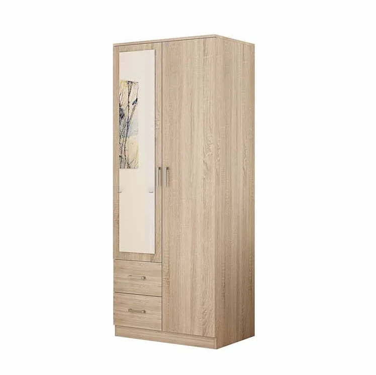 Hot Sale on Amazon Top Quality Modern Double Door and Mirror Household Cloth Closet MDF Wood Bedroom Wardrobe