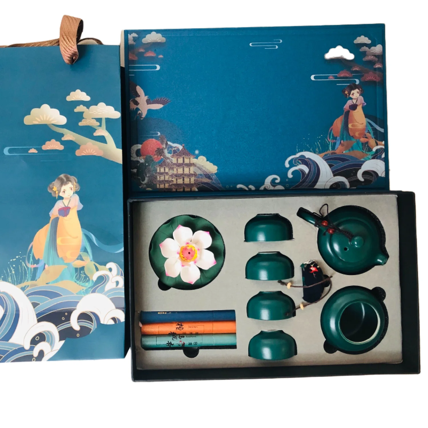 Подарочные Подарки, сувенирные настольные украшения, уникальный чайник, глазурованная керамика, чайный набор, Подарочная коробка, 1 кастрюля, 1 кастрюля, 4 чашки, набор для благовоний