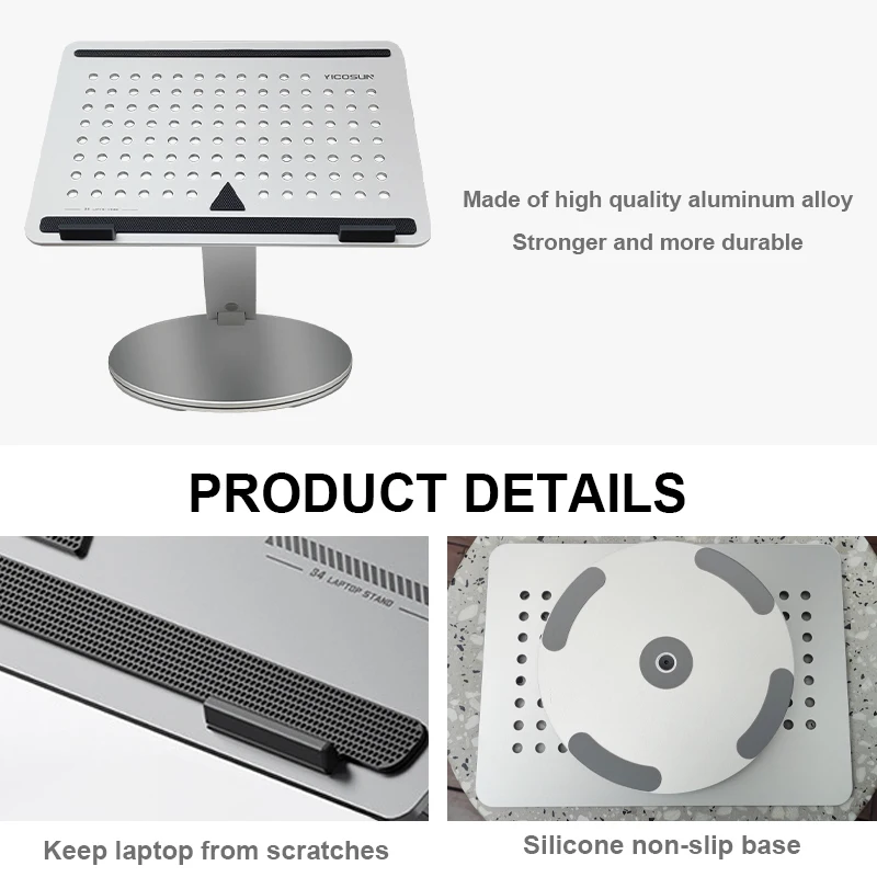 360 Rotation Height Adjustable Tablet Pc Stand 6 In 1 Multi Ports Usb Hub Pd 100W Laptop Stands With Docking Station