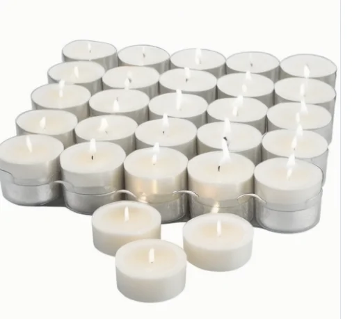 100pcs flame-less white tealight candle with long burning time China factory supply cheap price white paraffin tealight candle