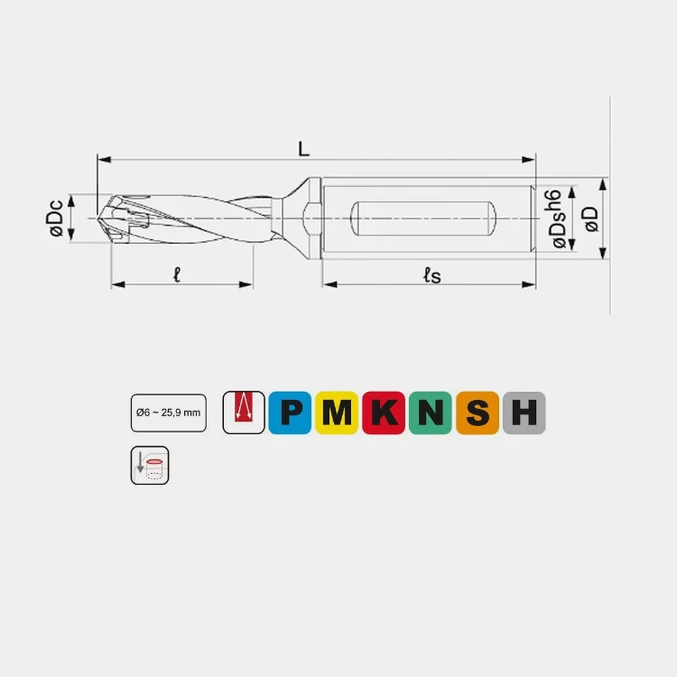 High Productive Head-changeable Drill DrillMeister With Weldon Shank Flange Type TlD With Type DMC Carbide Alloy Drill Bits