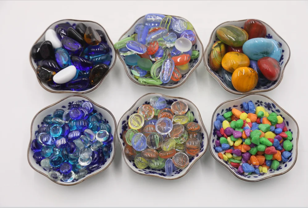 Mixed color dazzling glass rainflower stone color pavers Natural black cobblestone garden aquarium decorative cobblestone price