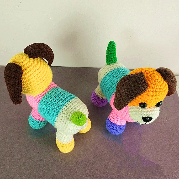 Детская вязаная игрушка ручной работы, милая цветная Чистая ручная вязка, собака для детей