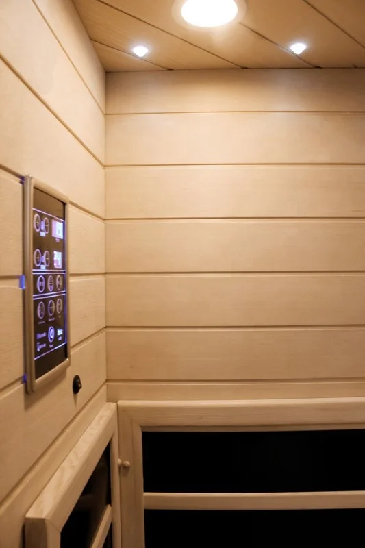 2 People Hemlock Corner Sauna Box Infrared Carbon Heater Wooden Sauna