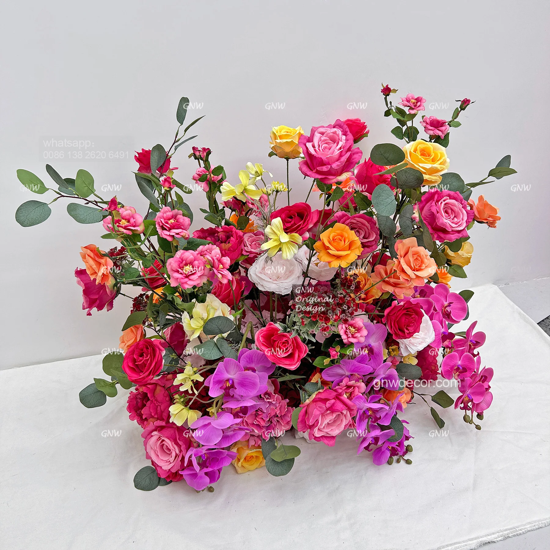 GNW  2024 Latest Models  Pink Silk rose Specially made Realistic artificial floral flower Bridal Bouquet for Wedding Party