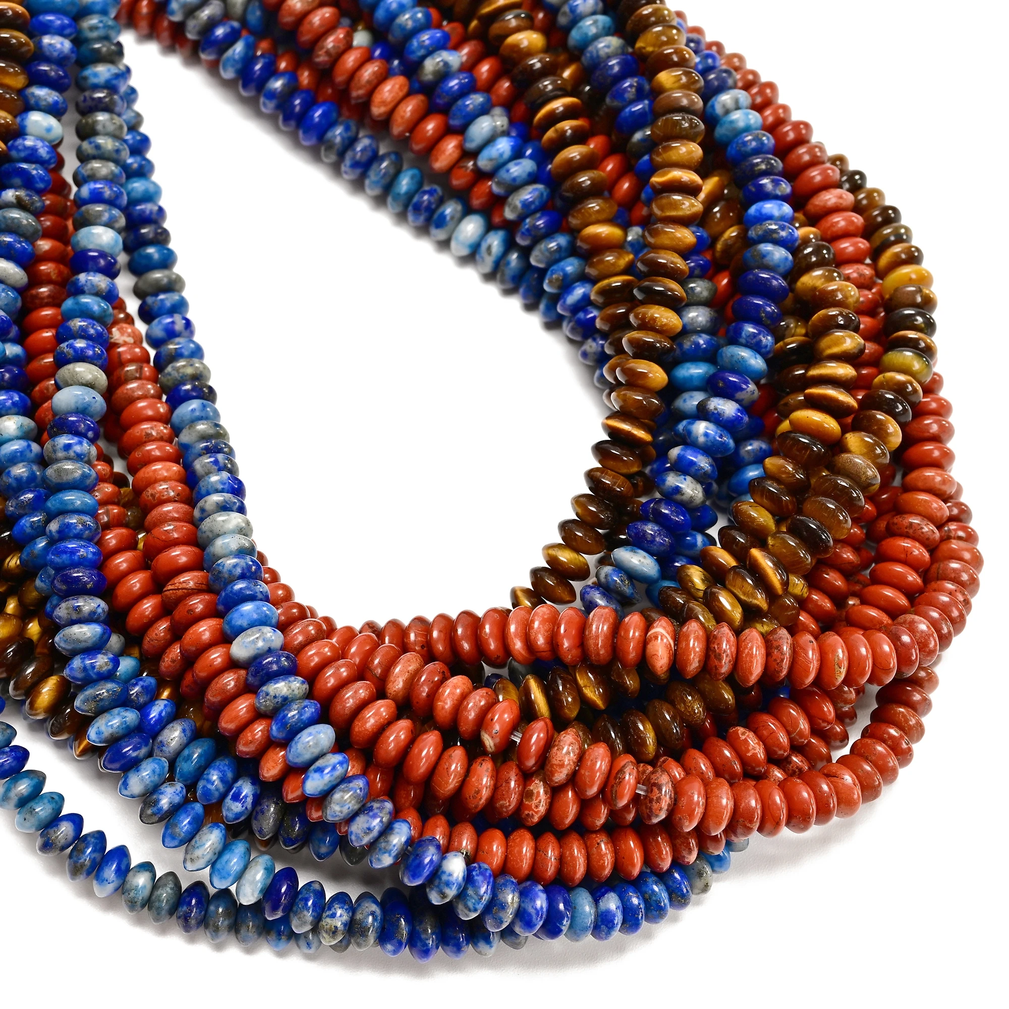 YMJ 3x6mm Natural Amethyst Lapis Amazonite Red Creek Jasper Gemstone Rondelle Bead Flying Saucer Spacer Beads for Jewelry Making