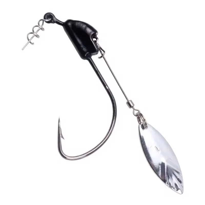 Wholesale Spin Superline Spring Hook Fish Spinner Weighted Hook with Twist Lock Lead Head hook Fishing Lures