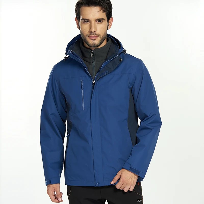 Waterproof three-in-one two-piece detachable outdoor sports jackets winter warm hiking jacket with polar fleece inner liner