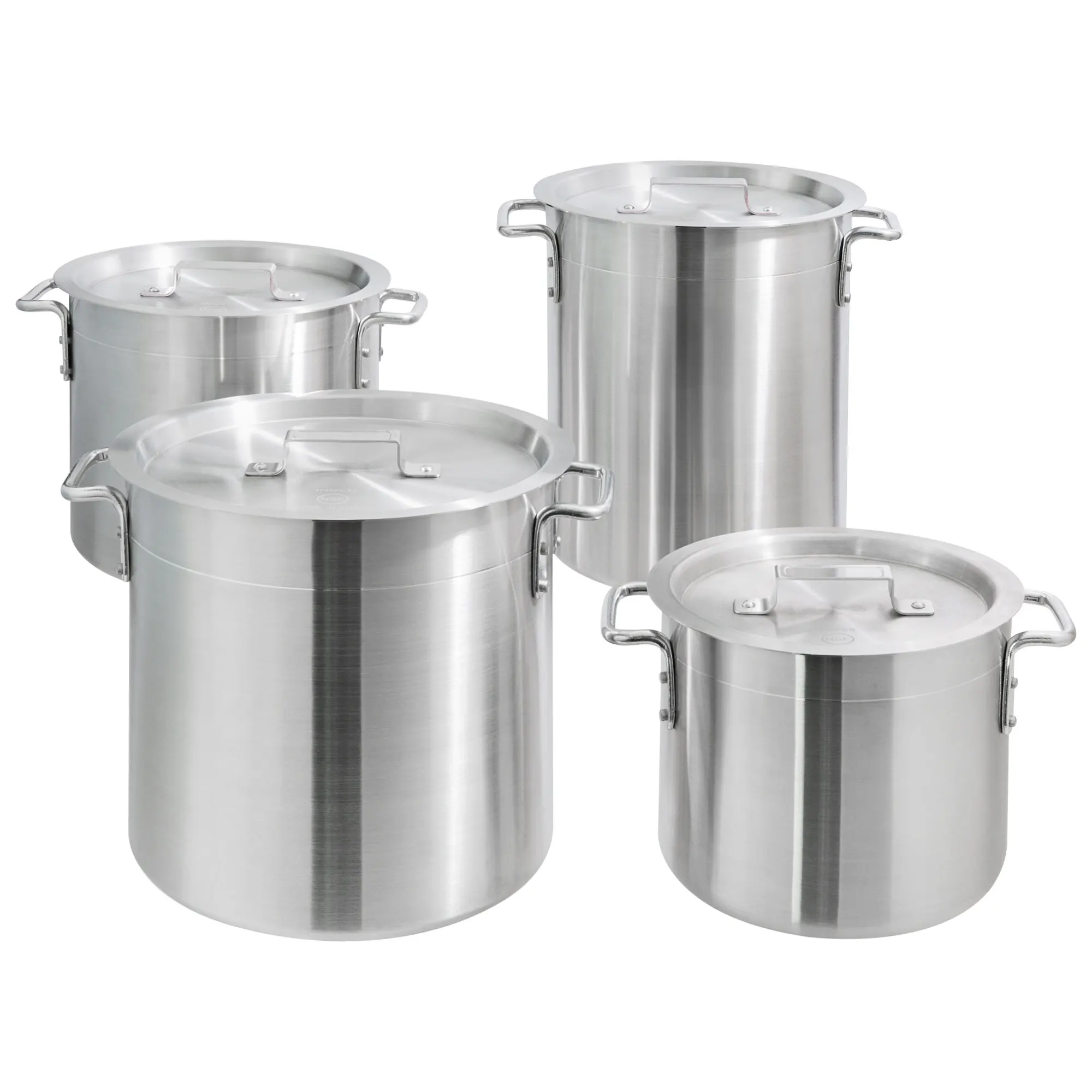 5-Piece Standard Weight Aluminum Stock Pot Set with 20QT, 24QT, 32QT, 40QT, and 52 QT Pots and 5 Pot Covers