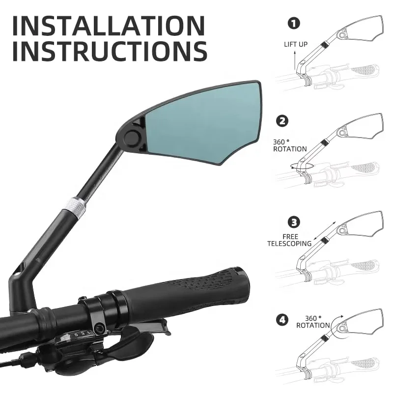 Bicycle Rearview Mirror Universal Wide-Range 360° Adjustable Mirror For Mountain Road Bike Motorcycle Scooter Safety