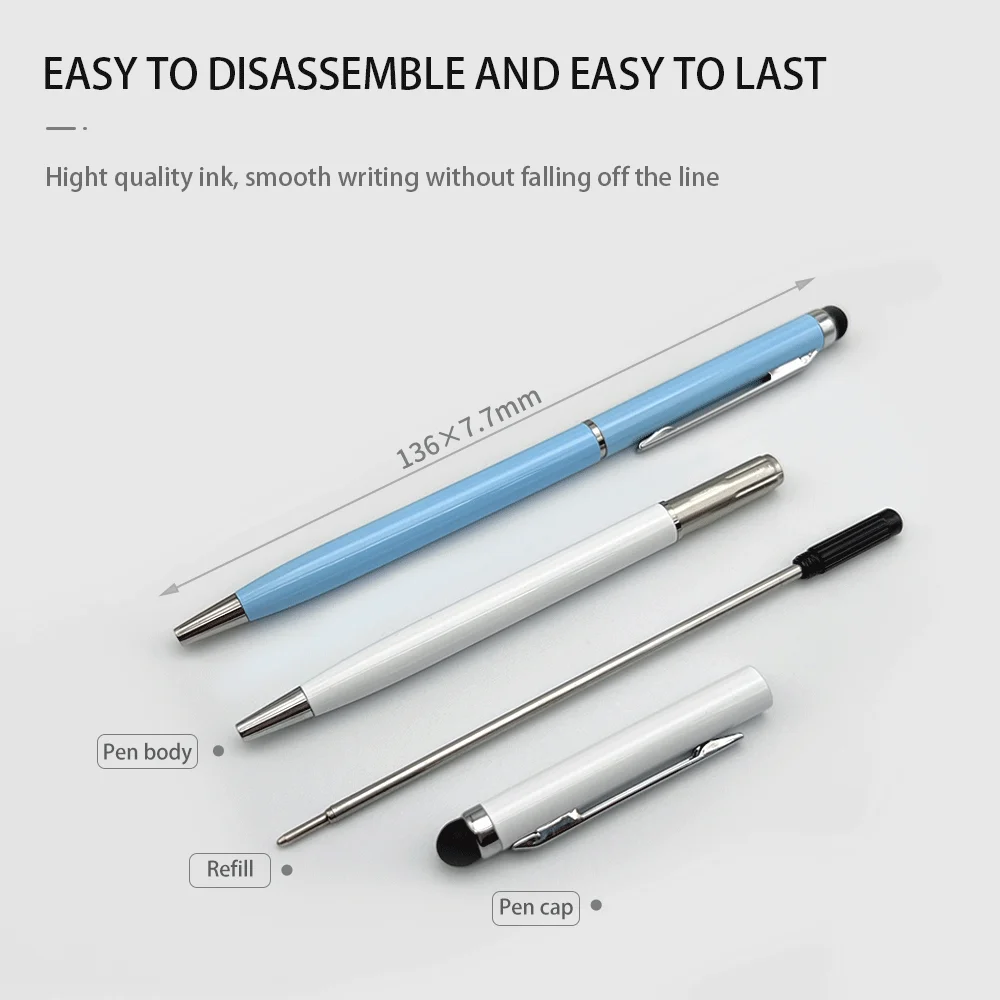 Seapen Factory High Quality Metal Slim Twist Ballpoint Pen With Stylus Touch Pen Laser Engraving Logo