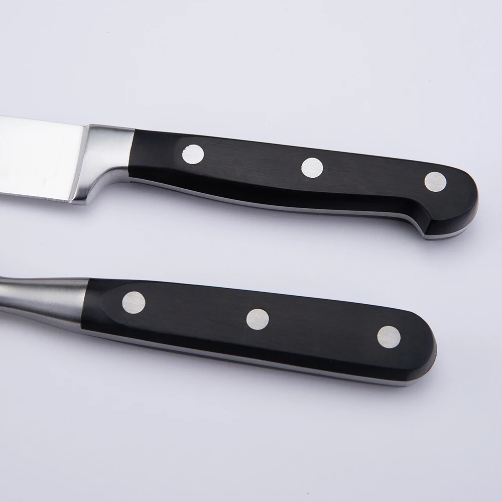 2024 Hot Sales Single Forged 8 Inch Carving Knife and Fork Set Black ABS Handle Knife Sets