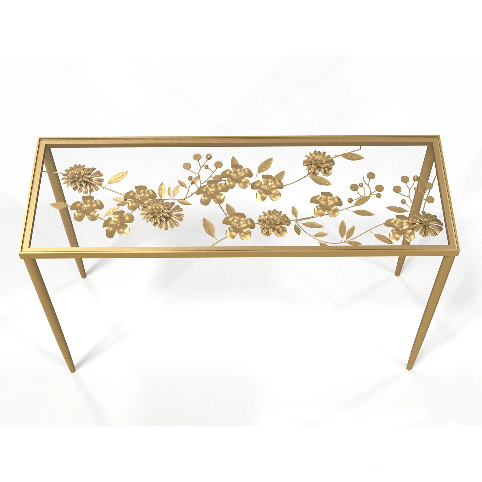 Mayco Manufacturer Elegant Steel Tempered Glass Top Console Tables