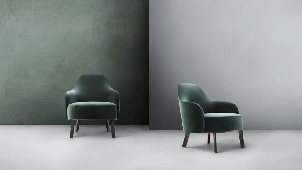 
Solid wood green soft fabric living room sofa chair 