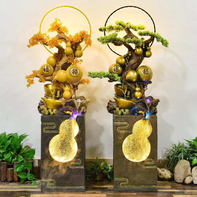 Chinese-style Gourd Rockery Flowing Water Fountain Ornaments Living Room Entrance Hall Store Opening New Home Gift Lucky Deco