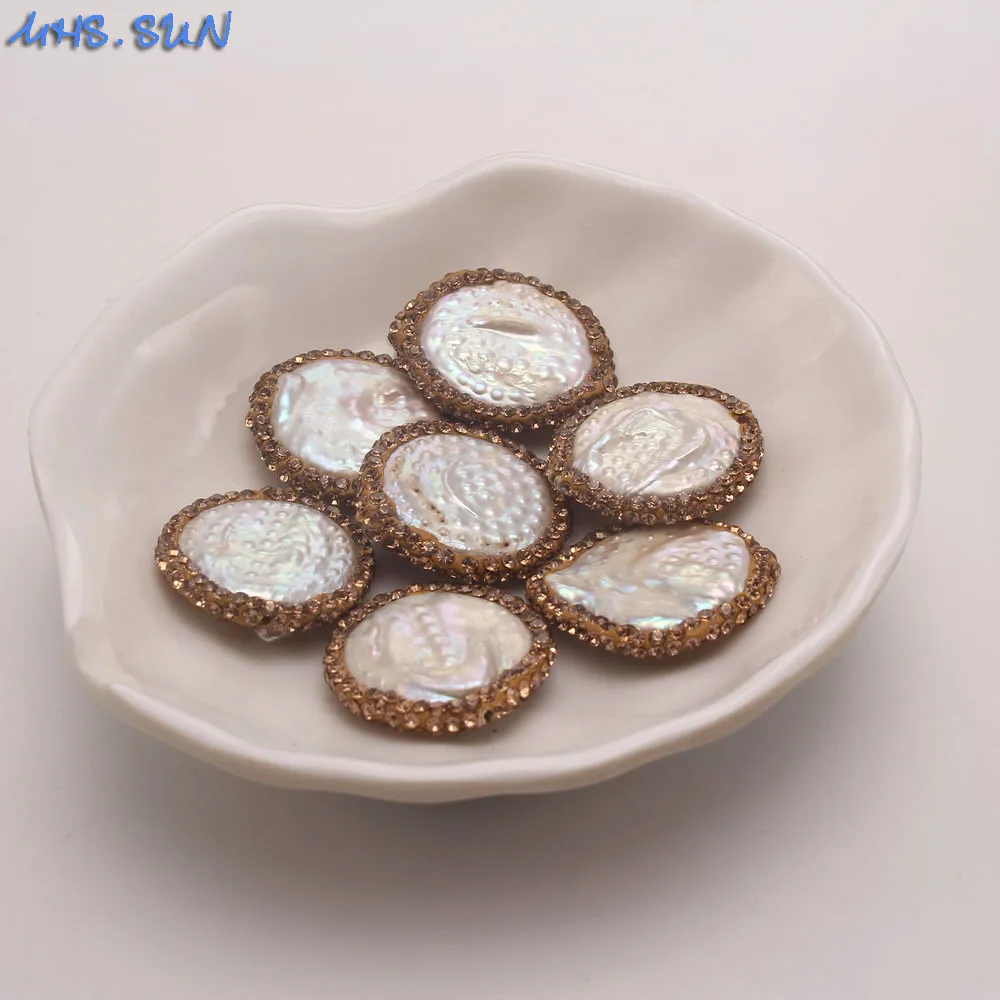 Vintage Freshwater Pearl Beads White Color Bohemia Style Irregular Round Rhinestone Pearl Beads For DIY Jewelry