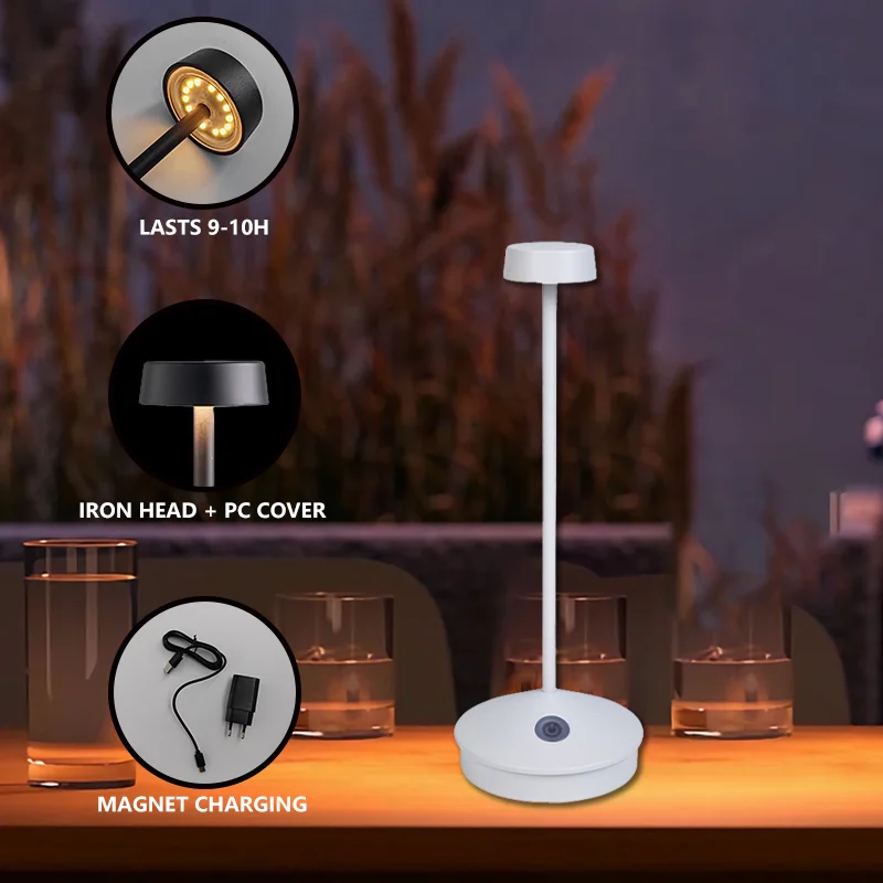 Nordic Bedside Charging Table Touch Luxury Decorative Hotel Lamp Modern Restaurant Cordless Rechargeable Battery LED Table Lamp