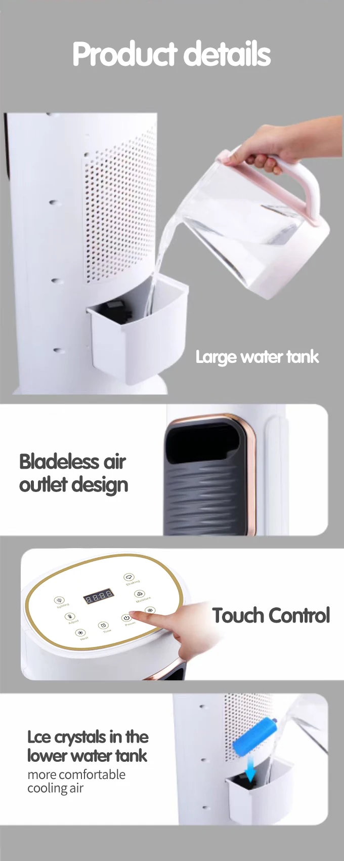 AGCEN OEM Ventilador electrico pivoting fan with heater portable water cooling electric fan for room