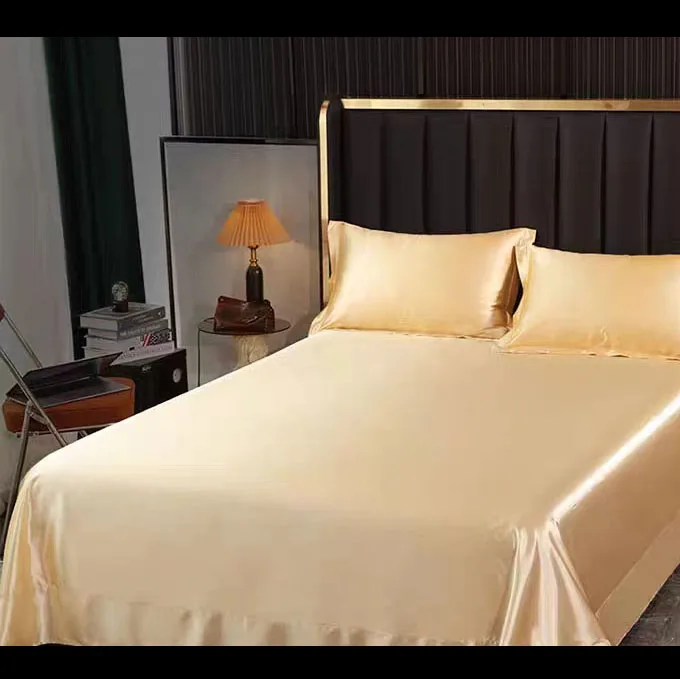 Chinese silk factory direct sale 6A grade hot selling custom 100% silk  flat bed sheet bedding cover set