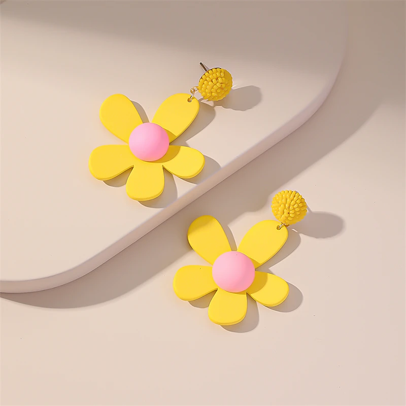 New Design Jewelry Creative Drop Earrings Fashion Personality Cute Candy Color Flower Women Drop Earrings