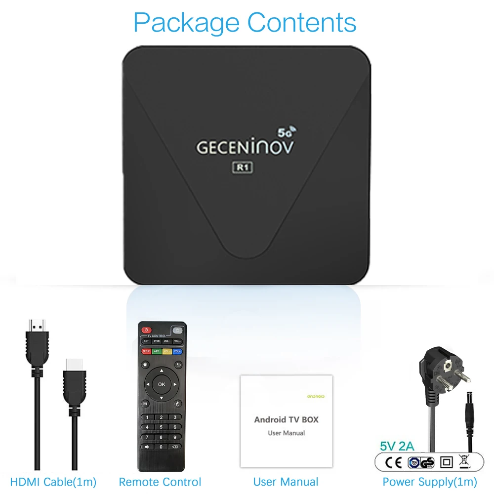 Original manufacturer wholesale smart TV BOX WiFi 5G R1 geceninov media player android 10.0 TV box 2G 16G  with RK3318 RK3228A